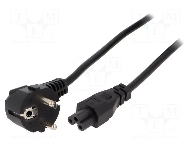 Cable; 3x1mm2; CEE 7/7 (E/F) plug angled,IEC C5 female; PVC; 3m GEMBIRD PC-186-ML12-3M