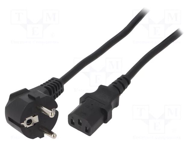 Cable; 3x1mm2; CEE 7/7 (E/F) plug angled,IEC C13 female; PVC GEMBIRD PC-186-VDE-10M