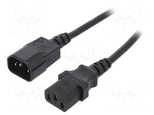 Cable; 3x0.75mm2; IEC C13 female,IEC C14 male; PVC; 1.8m; black GEMBIRD PC-189-VDE