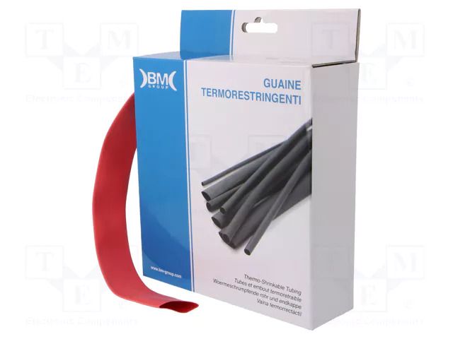 Heat shrink sleeve; glueless; 2: 1; 19mm; L: 5m; red; polyolefine BM GROUP BMGBS190MRO