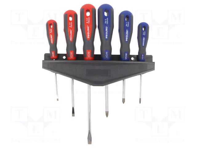 Kit: screwdrivers; Phillips,slot; Features: magnetic; Kit: holder PROLINE PRE-10207