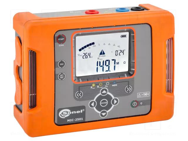 Meter: insulation resistance; LCD; VAC: 0÷299.9V,300÷750V; IP65 SONEL MIC-2501-ENG