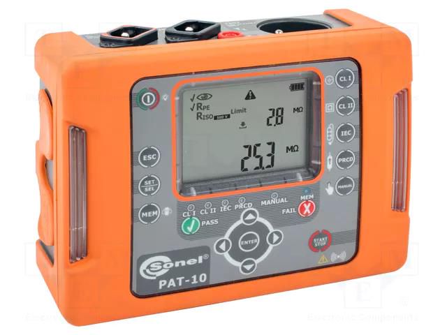 Meter: safety analyzer; LCD; RCD test: general purpose; USB,WiFi SONEL PAT-10-ENG