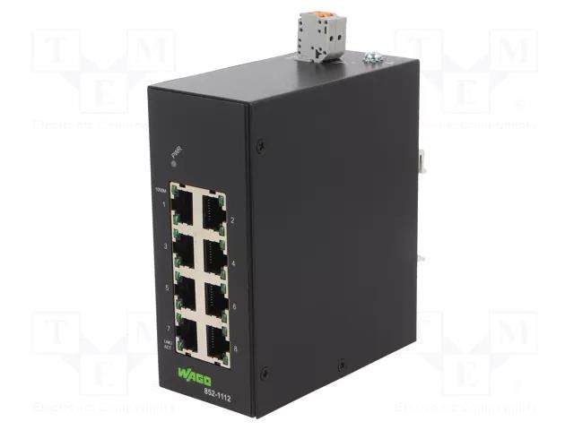 Switch Ethernet; unmanaged; Number of ports: 8; 9÷57VDC; RJ45; 6W WAGO 852-1112