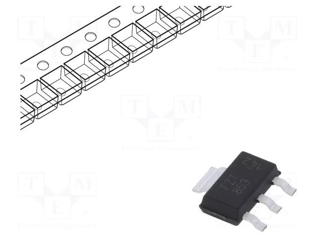 Transistor: NPN; bipolar; 100V; 6A; 3W; SOT223 DIODES INCORPORATED FZT853TA