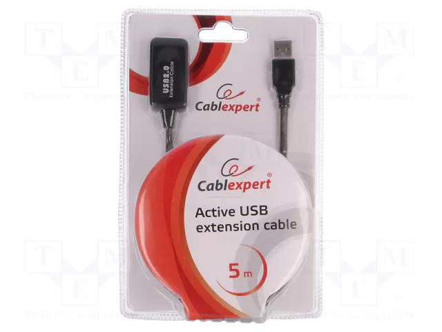 Repeater USB; USB 2.0; USB A socket,USB A plug; 5m; black GEMBIRD UAE-01-5M