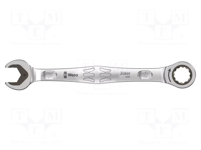 Wrench; combination spanner,with ratchet; 15mm; steel; L: 200mm WERA WERA.05073275001