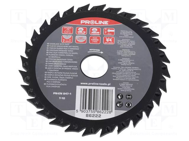 Cutting wheel; Ø: 125mm; with rasp; 22.2mm PROLINE PRE-86222