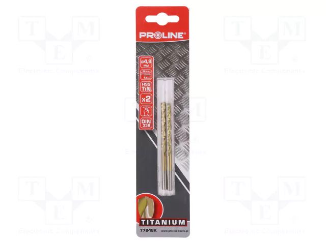 Drill bit; for metal; Ø: 4.8mm; 2pcs; Features: grind blade PROLINE PRE-77848K