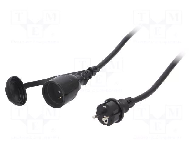 Extension lead; 3x2.5mm2; Sockets: 1; rubber; black; 20m; 16A KEL W-97288