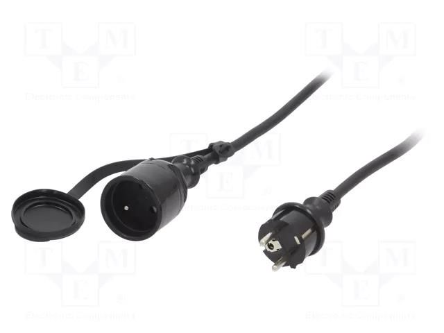 Extension lead; 3x1.5mm2; Sockets: 1; rubber; black; 20m; 16A KEL W-97022