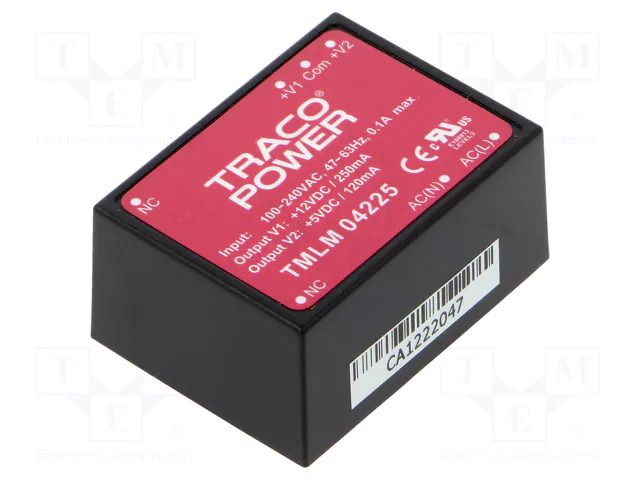 Converter: AC/DC; 3.5W; Uin: 90÷264VAC,120÷370VDC; Uout: 5VDC; 69% TRACO POWER TMLM04225