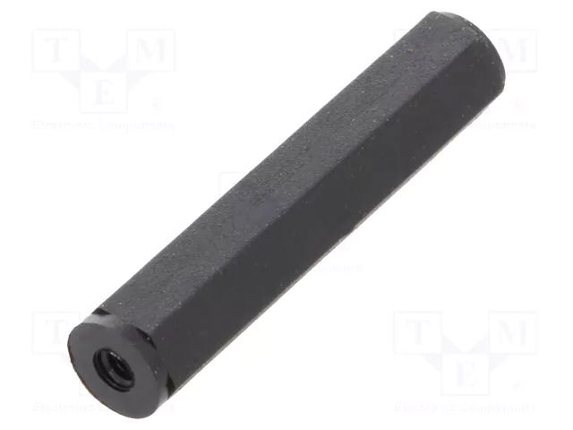 Screwed spacer sleeve; hexagonal; polyamide; M2; L: 25mm; black DREMEC TFF-M2X25/DR181