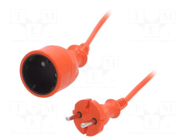 Extension lead; 2x1mm2; Sockets: 1; PVC; orange; 15m; 10A KEL W-01527