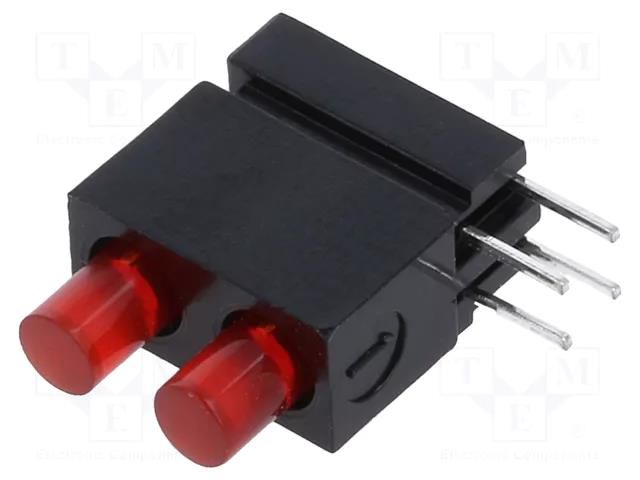 LED; in housing; 3mm; No.of diodes: 2; red; 20mA; Lens: red,diffused MENTOR 1801.2236