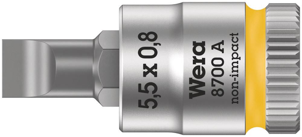 8700 A FL Slotted screws Zyklop bit socket, 1/4" drive, 0.8x5.5x28.0, Wera 05003320001