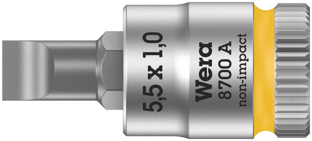 8700 A FL Slotted screws Zyklop bit socket, 1/4" drive, 1.0x5.5x28.0, Wera 05003321001