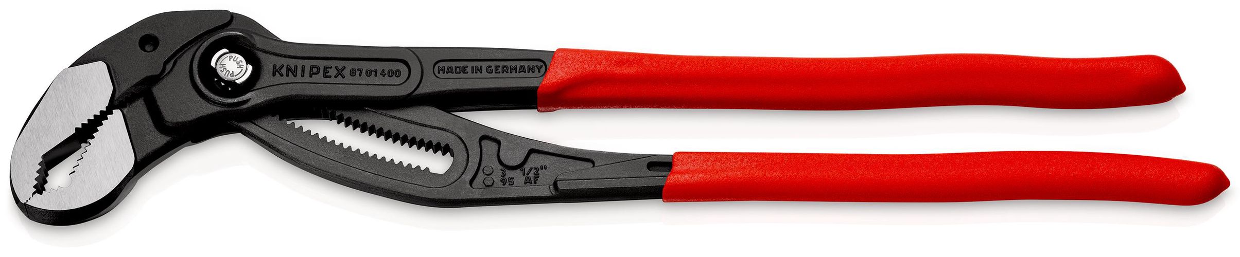 KNIPEX 87 01 400 Cobra® XL Pipe Wrench and Water Pump Pliers covered with non-slip plastic grey atramentized 400 mm 87 01 400 4003773005636