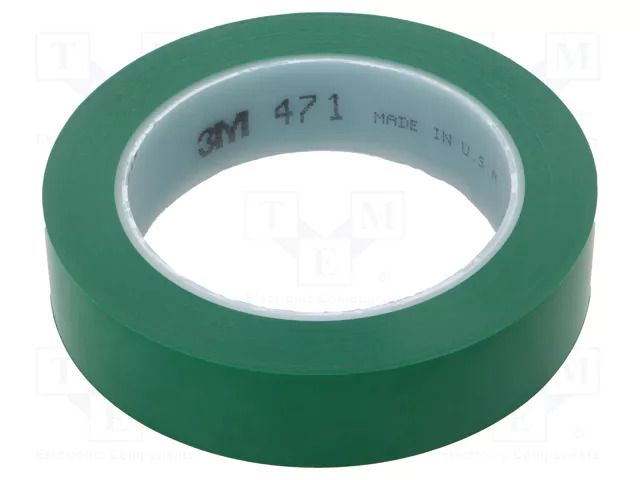 Tape: marking; green; L: 33m; W: 25mm; Thk: 0.13mm; 2.5N/cm; 130% 3M 3M-471-25-33/GN