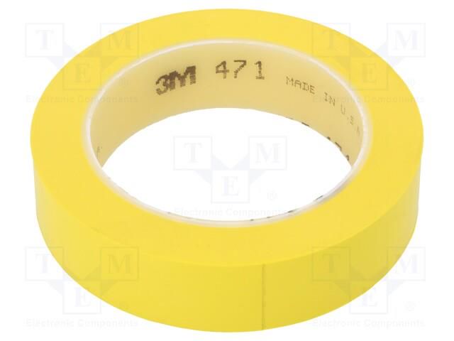 Tape: marking; yellow; L: 33m; W: 25mm; Thk: 0.13mm; 2.5N/cm; 130% 3M 3M-471-25-33/YE