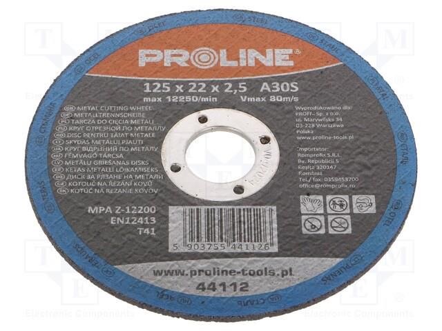 Cutting wheel; Ø: 125mm; Disc thick: 2.5mm; steel; 22mm PROLINE PRE-44112