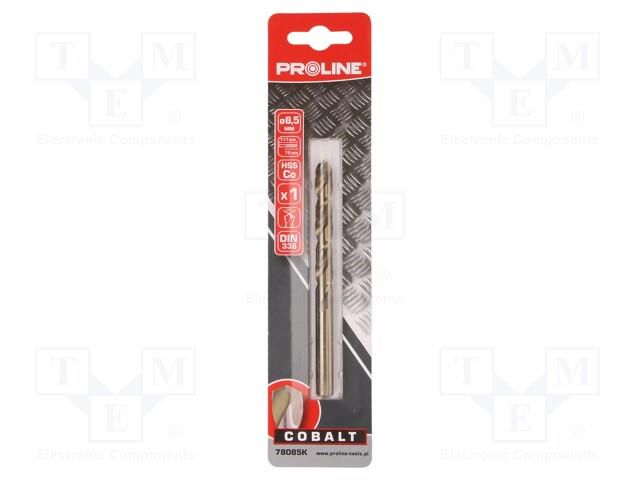 Drill bit; for metal; Ø: 8.5mm; high speed steel cobalt HSS-Co PROLINE PRE-78085K