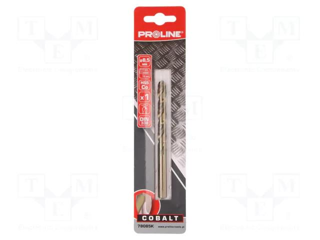 Drill bit; for metal; Ø: 8.5mm; high speed steel cobalt HSS-Co PROLINE PRE-78085K