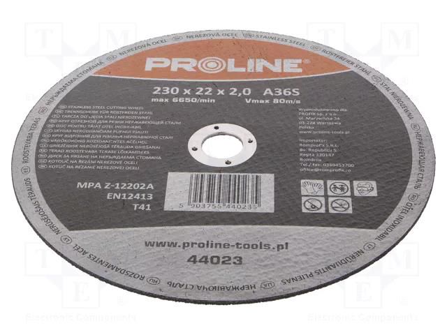 Cutting wheel; Ø: 230mm; Øhole: 22mm; Disc thick: 2mm PROLINE PRE-44023