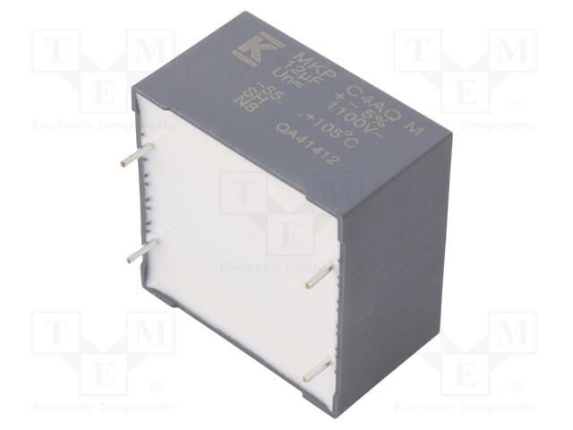 Capacitor: polypropylene; DC-Link; 12uF; Uoper: 1.1kVDC; 15.5A; THT KEMET C4AQQLW5120M38J