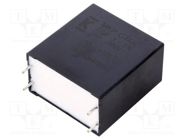 Capacitor: polypropylene; DC-Link; 22uF; THT; ESR: 4.7mΩ; ±5% KEMET C4AKJBW5220A3HJ
