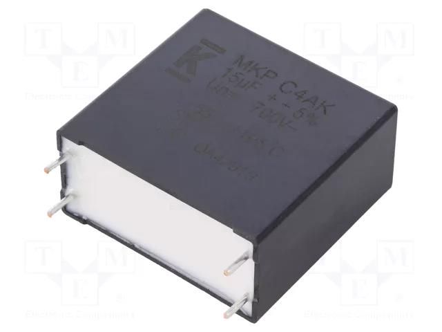 Capacitor: polypropylene; DC-Link; 15uF; THT; ESR: 6.82mΩ; ±5% KEMET C4AKJBW5150A3FJ