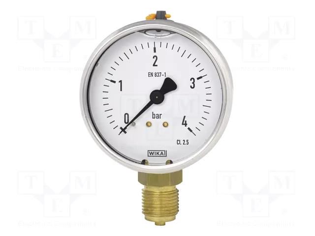 Manometer; -1÷9bar; Class: 2.5; 100mm; -20÷60°C; IP65; steel; 113.53 WIKA 113.53-13156668