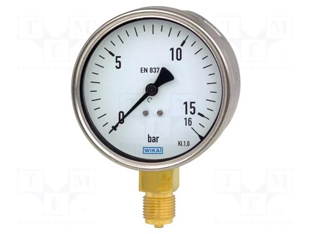 Manometer; 0÷10bar; Class: 1; 100mm; 80°C; IP54; stainless steel WIKA 212.20-30643023