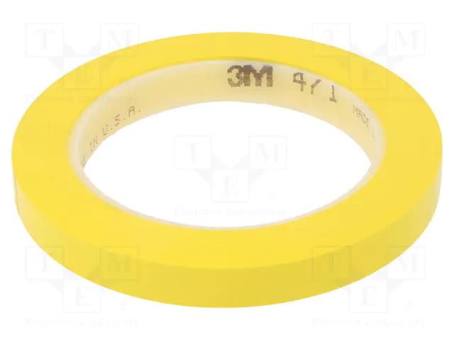 Tape: marking; yellow; L: 33m; W: 12mm; Thk: 0.13mm; 2.5N/cm; 130% 3M 3M-471-12-33/YE