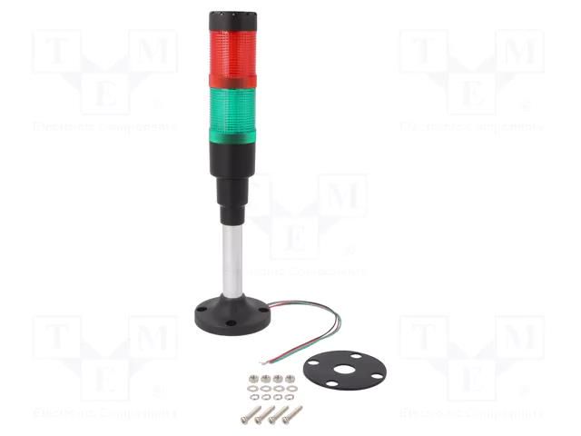 Signalling column; red/green; LED; 24VDC; 24VAC; HBJD-40; 40mm ONPOW HBJD-40DZA2RG24B