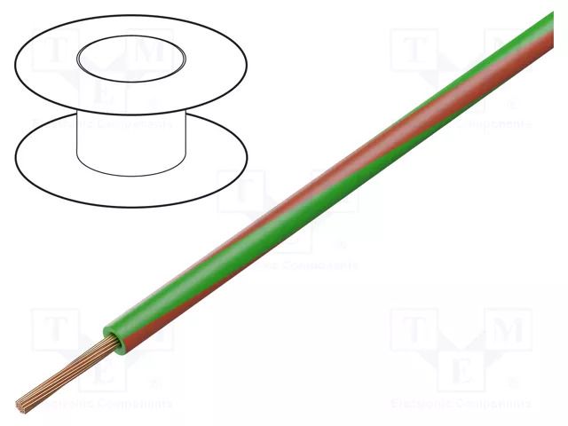 Wire; H05V-K,LgY; stranded; Cu; 1mm2; PVC; green-red; 300V,500V BQ CABLE LGY1.0-GR/RD