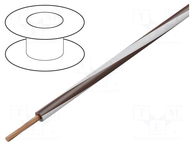 Wire; H05V-K,LgY; stranded; Cu; 0.35mm2; PVC; brown-white; 200m BQ CABLE LGY0.35-BR/WH