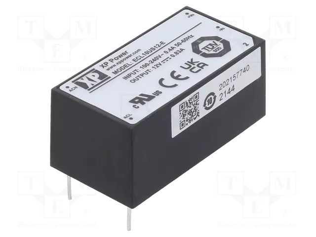 Converter: AC/DC; 10W; Uin: 85÷264VAC,120÷370VDC; Uout: 12VDC; 78% XP POWER ECL10US12-E