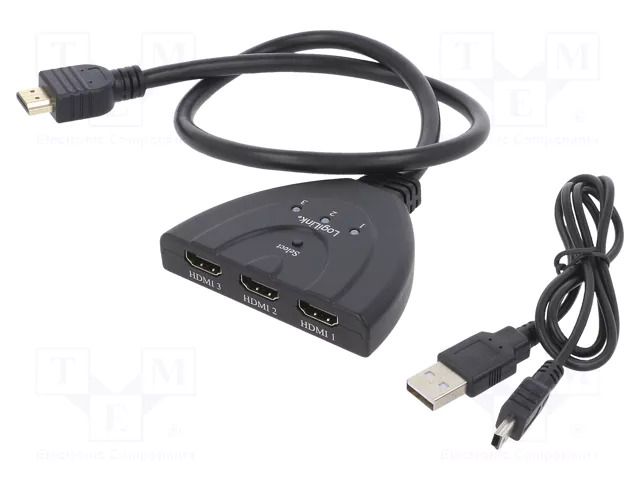 Switch; HDCP 1.4,HDMI 1.4; 0.5m; Input: HDMI socket x3; black LOGILINK HD0040