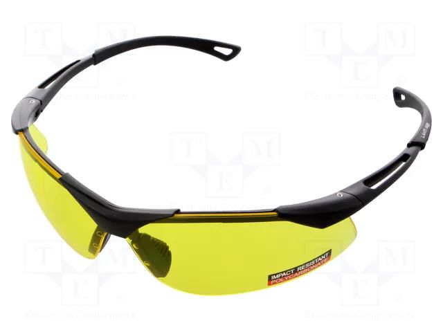 Safety spectacles; Lens: yellow; Resistance to: UV rays LAHTI PRO LAHTI-L1500400