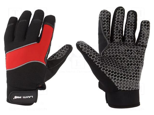 Protective gloves; Size: 9; black-red; microfiber,plastic LAHTI PRO LAHTI-L281109K