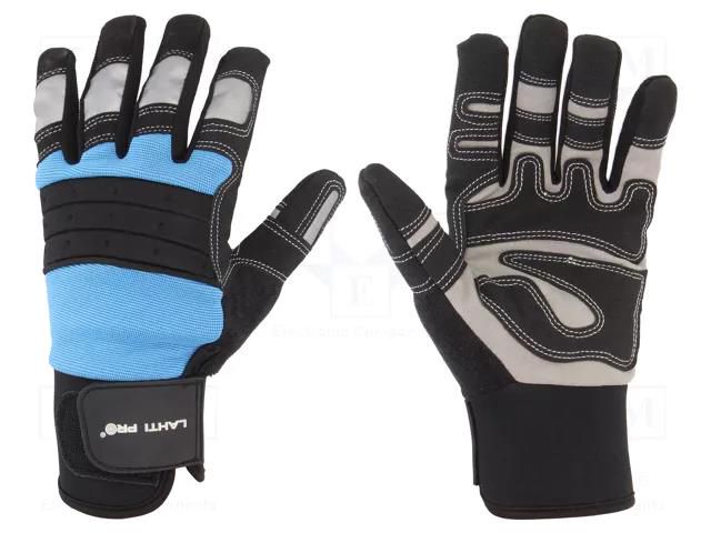 Protective gloves; Size: 10; black/blue; microfiber,plastic LAHTI PRO LAHTI-L280710K