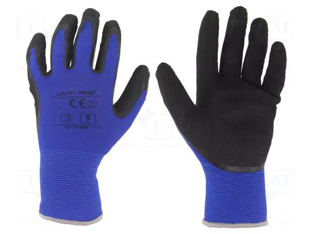 Protective gloves; Size: 9; black-navy blue; latex,polyamide LAHTI PRO LAHTI-L211709K