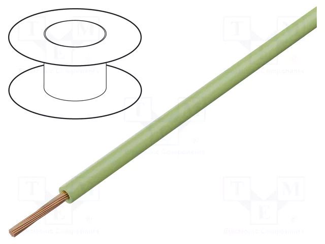 Wire; H05V-K,LgY; stranded; Cu; 0.5mm2; PVC; light green; 300V,500V BQ CABLE LGY0.50-GB