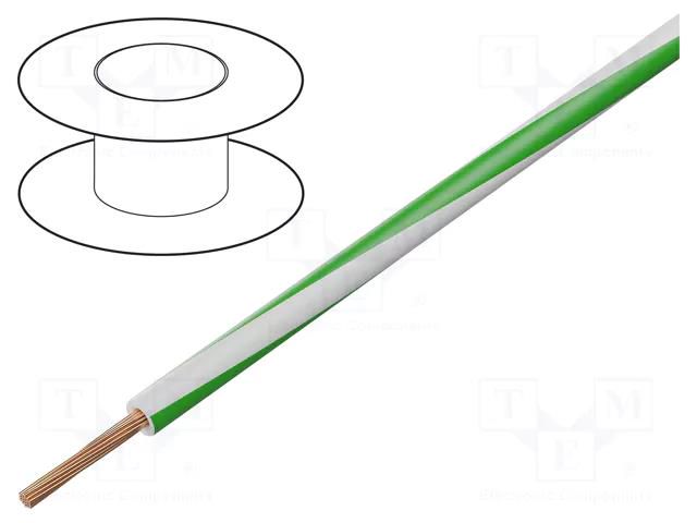 Wire; H05V-K,LgY; stranded; Cu; 0.5mm2; PVC; white-green; 300V,500V BQ CABLE LGY0.50-WH/GR