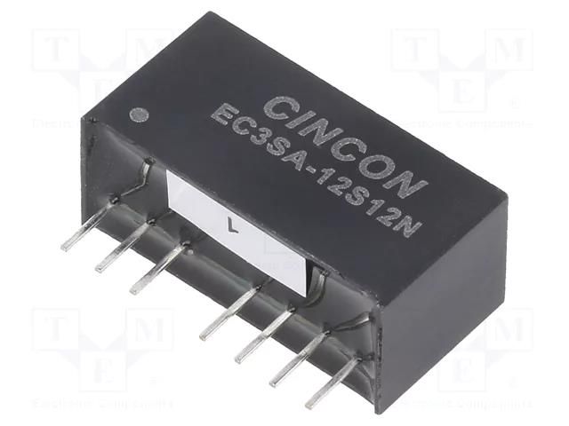 Converter: DC/DC; 3W; Uin: 9÷18VDC; Uout: 12VDC; Iout: 0÷250mA; SIP8 CINCON EC3SA-12S12N