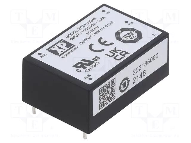 Converter: AC/DC; 10W; Uin: 85÷264VAC,120÷370VDC; Uout: 48VDC; 83% XP POWER ECE10US48