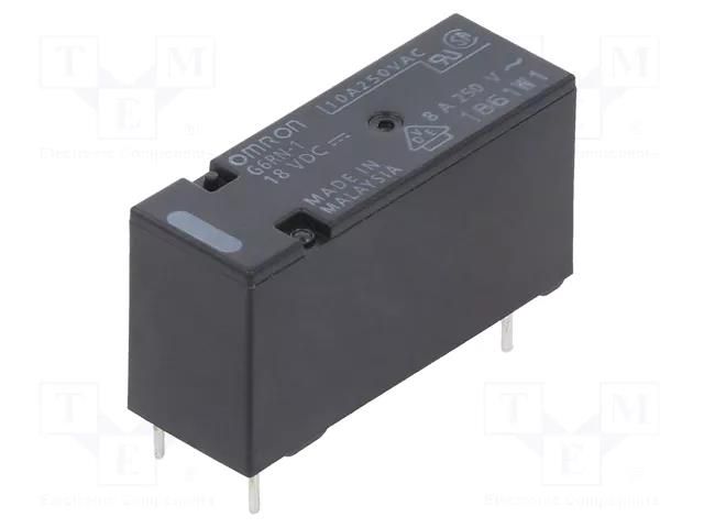 Relay: electromagnetic; SPDT; Ucoil: 18VDC; Icontacts max: 8A; G6RN OMRON Electronic Components G6RN-1-18DC