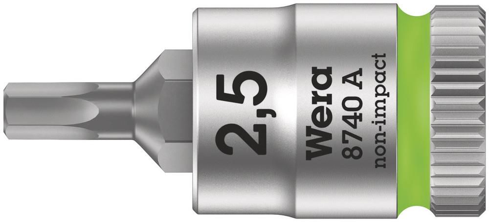 8740 A Zyklop bit socket, 1/4" drive, 2.5x28.0, Wera 05003331001