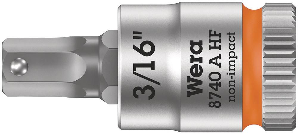 8740 A HF Zyklop bit socket with holding function, 1/4" drive, 3/16"x28.0, Wera 05003386001